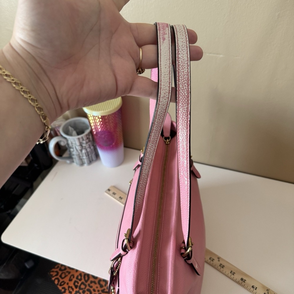 Coach Bubblegum Pink Pebbled Leather Taylor Shoulder Tote Bag Purse CC395 Cute - Picture 4 of 12